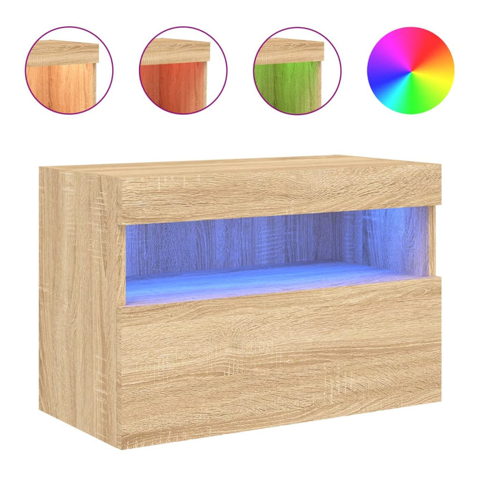 Comodă TV de perete cu lumini LED, stejar sonoma, 60x30x40 cm - WALTI WALTI