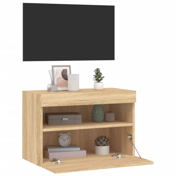 Comodă TV de perete cu lumini LED, stejar sonoma, 60x30x40 cm - WALTI WALTI
