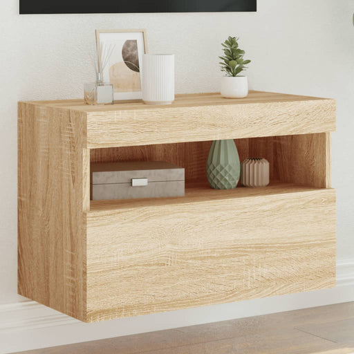 Comodă TV de perete cu lumini LED, stejar sonoma, 60x30x40 cm - WALTI WALTI