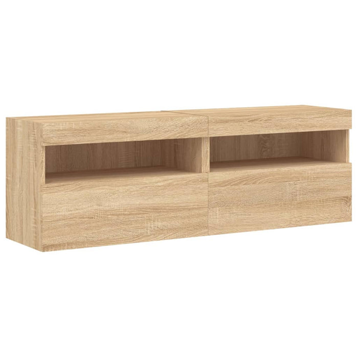 Comodă TV de perete cu LED, 2 buc. stejar sonoma, 60x30x40 cm - WALTI WALTI
