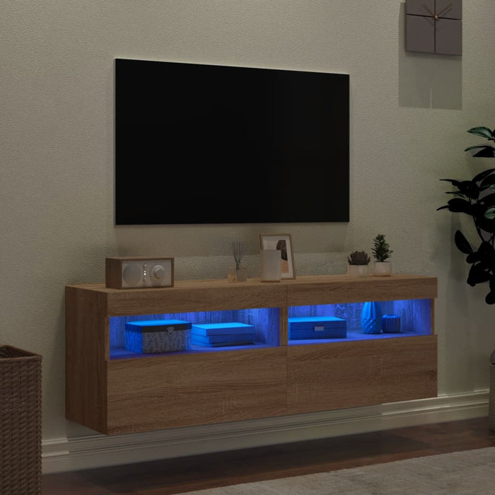 Comodă TV de perete cu LED, 2 buc. stejar sonoma, 60x30x40 cm - WALTI WALTI
