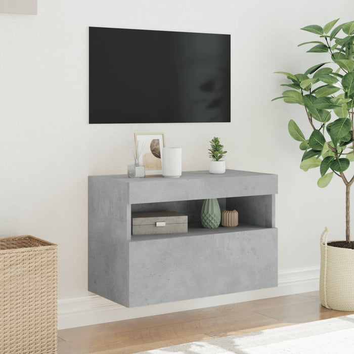 Comodă TV de perete cu lumini LED, gri beton, 60x30x40 cm - WALTI WALTI