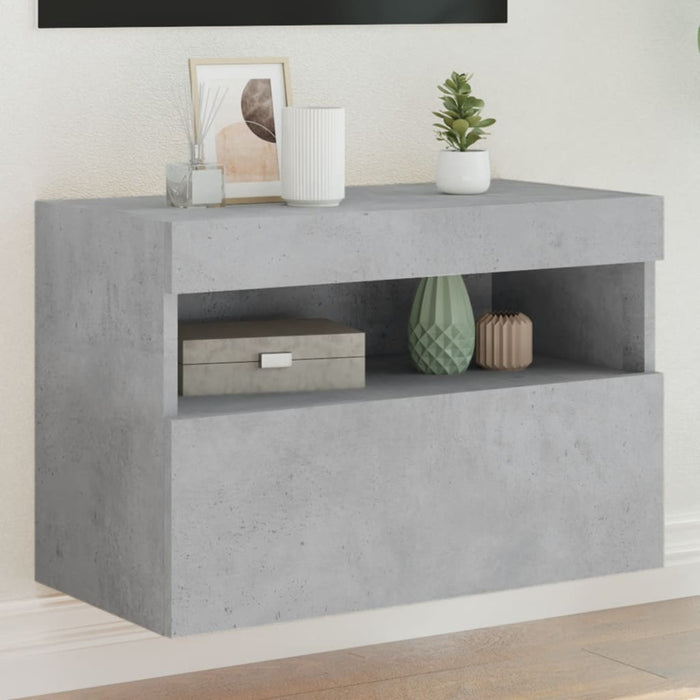 Comodă TV de perete cu lumini LED, gri beton, 60x30x40 cm - WALTI WALTI