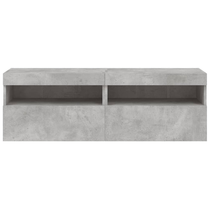 Comode TV de perete cu lumini LED 2 buc. gri beton 60x30x40 cm - WALTI WALTI