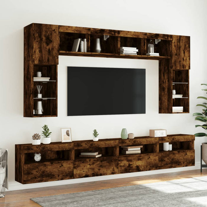 Comodă TV de perete cu lumini LED, stejar fumuriu, 60x30x40 cm - WALTI WALTI