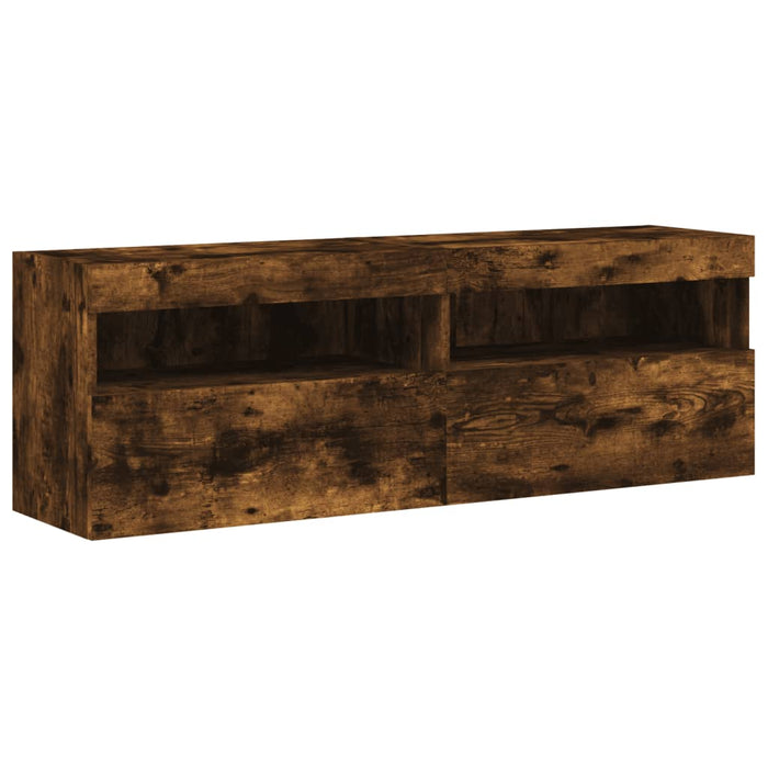 Comodă TV de perete cu LED, 2 buc. stejar fumuriu, 60x30x40 cm - WALTI WALTI