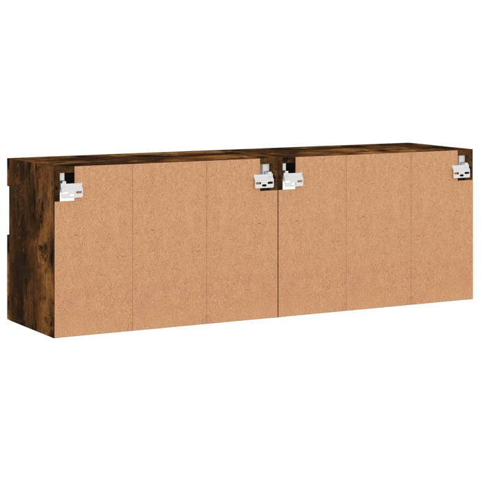 Comodă TV de perete cu LED, 2 buc. stejar fumuriu, 60x30x40 cm - WALTI WALTI