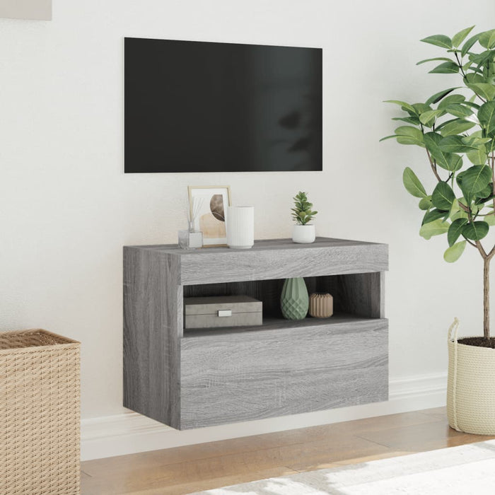 Comodă TV de perete cu lumini LED, gri sonoma, 60x30x40 cm - WALTI WALTI