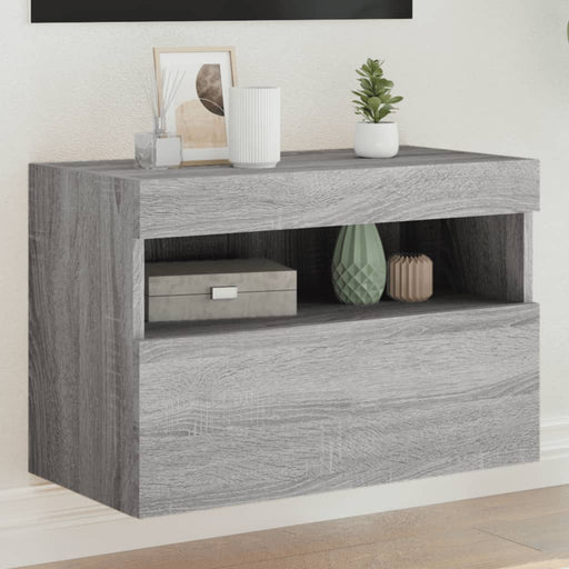 Comodă TV de perete cu lumini LED, gri sonoma, 60x30x40 cm - WALTI WALTI