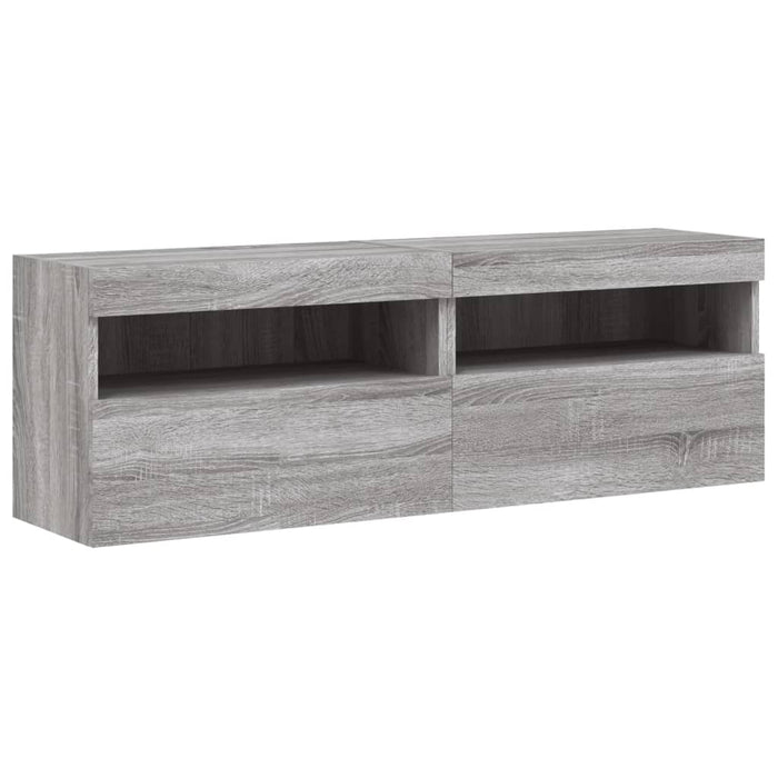 Comodă TV de perete cu LED, 2 buc, gri sonoma, 60x30x40 cm - WALTI WALTI