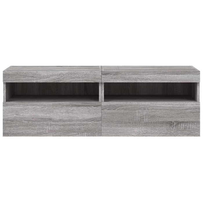 Comodă TV de perete cu LED, 2 buc, gri sonoma, 60x30x40 cm - WALTI WALTI