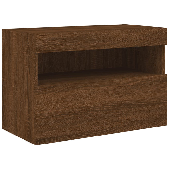 Comodă TV de perete cu lumini LED, stejar maro, 60x30x40 cm - WALTI WALTI