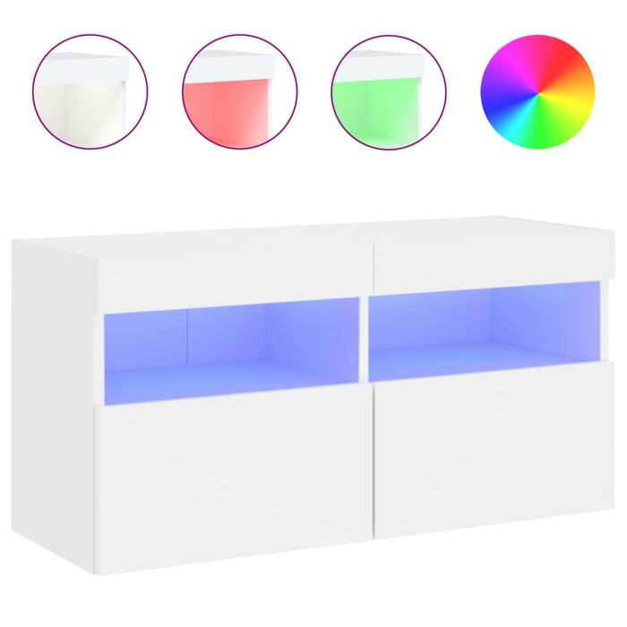 Comodă TV de perete cu lumini LED, alb, 80x30x40 cm - WALTI WALTI