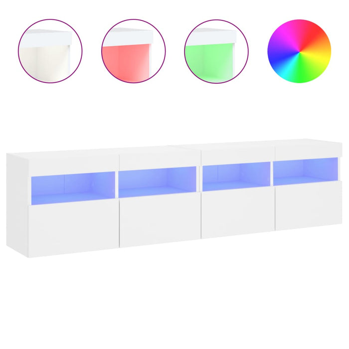 Comode TV de perete cu lumini LED, 2 buc., alb, 80x30x40 cm - WALTI WALTI
