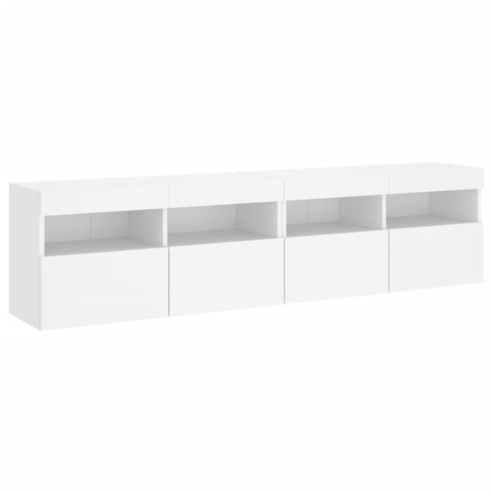 Comode TV de perete cu lumini LED, 2 buc., alb, 80x30x40 cm - WALTI WALTI