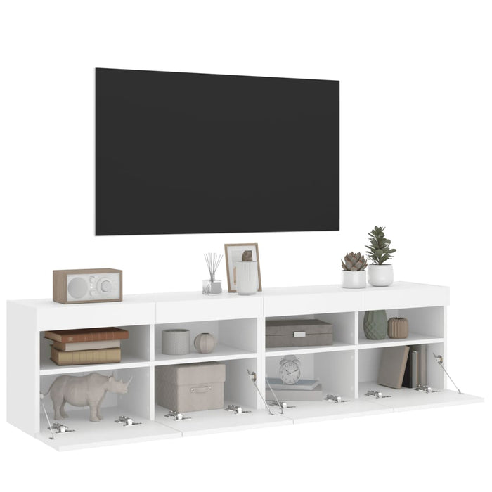 Comode TV de perete cu lumini LED, 2 buc., alb, 80x30x40 cm - WALTI WALTI
