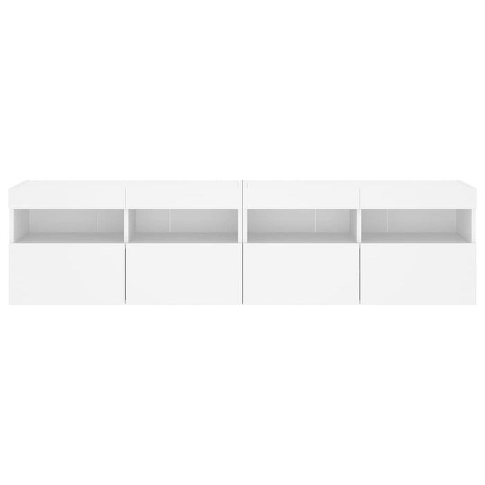 Comode TV de perete cu lumini LED, 2 buc., alb, 80x30x40 cm - WALTI WALTI