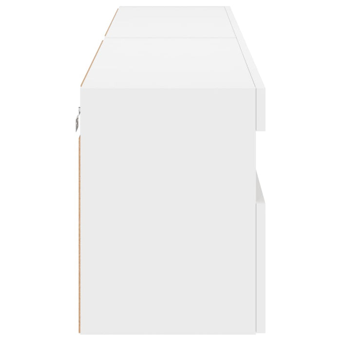 Comode TV de perete cu lumini LED, 2 buc., alb, 80x30x40 cm - WALTI WALTI