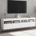 Comode TV de perete cu lumini LED, 2 buc., alb, 80x30x40 cm - WALTI WALTI