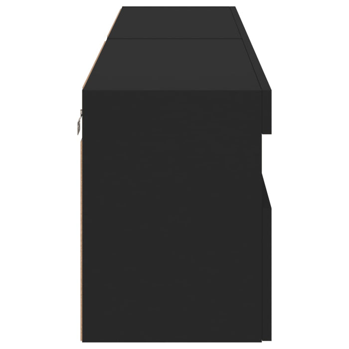 Comode TV de perete cu lumini LED, 2 buc., negru, 80x30x40 cm WALTI