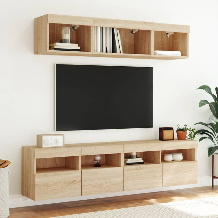 Comodă TV de perete cu lumini LED, stejar sonoma, 80x30x40 cm - WALTI WALTI