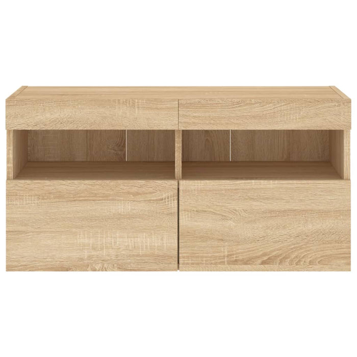 Comodă TV de perete cu lumini LED, stejar sonoma, 80x30x40 cm - WALTI WALTI
