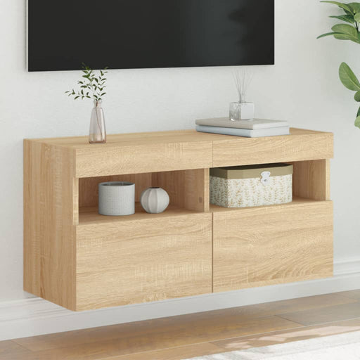 Comodă TV de perete cu lumini LED, stejar sonoma, 80x30x40 cm - WALTI WALTI
