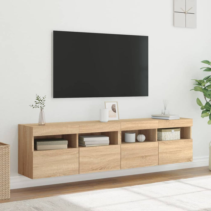 Comodă TV de perete cu LED, 2 buc. stejar sonoma, 80x30x40 cm - WALTI WALTI
