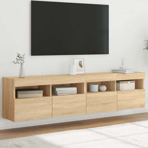Comodă TV de perete cu LED, 2 buc. stejar sonoma, 80x30x40 cm - WALTI WALTI