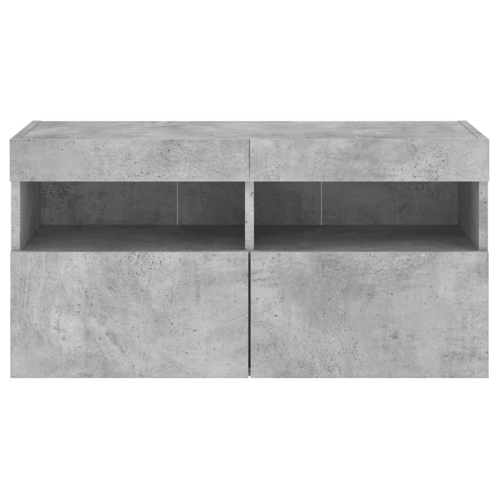 Comodă TV de perete cu lumini LED, gri beton, 80x30x40 cm - WALTI WALTI