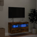Comodă TV de perete cu lumini LED, stejar fumuriu, 80x30x40 cm - WALTI WALTI