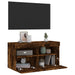 Comodă TV de perete cu lumini LED, stejar fumuriu, 80x30x40 cm - WALTI WALTI