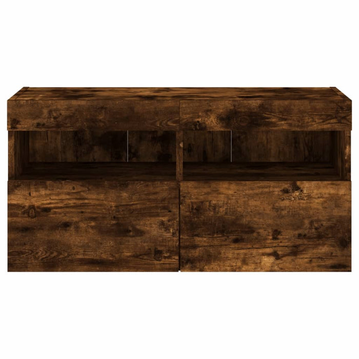 Comodă TV de perete cu lumini LED, stejar fumuriu, 80x30x40 cm - WALTI WALTI