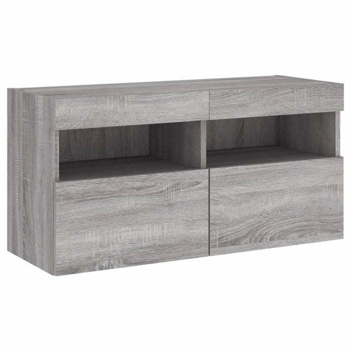 Comodă TV de perete cu lumini LED, gri sonoma, 80x30x40 cm - WALTI WALTI