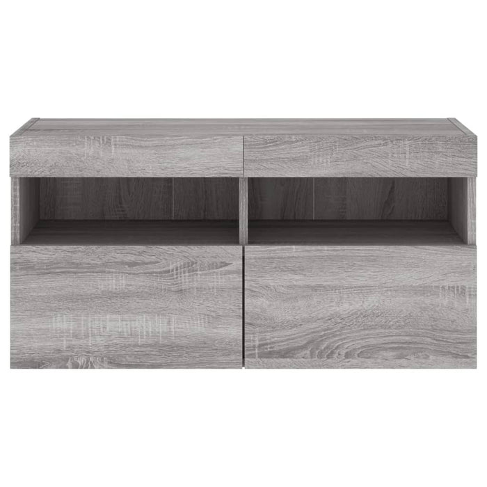 Comodă TV de perete cu lumini LED, gri sonoma, 80x30x40 cm - WALTI WALTI