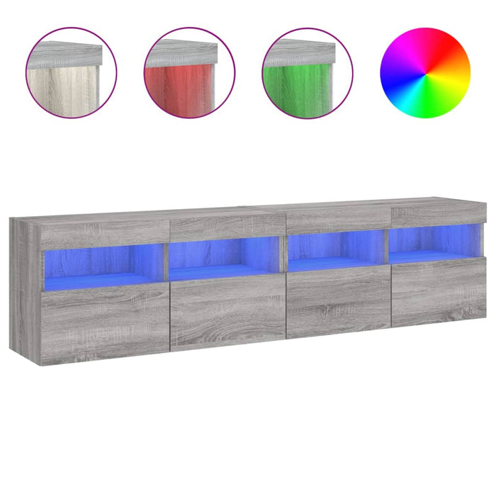 Comodă TV de perete cu LED, 2 buc, gri sonoma, 80x30x40 cm WALTI