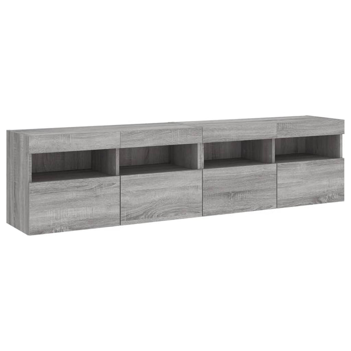 Comodă TV de perete cu LED, 2 buc, gri sonoma, 80x30x40 cm WALTI