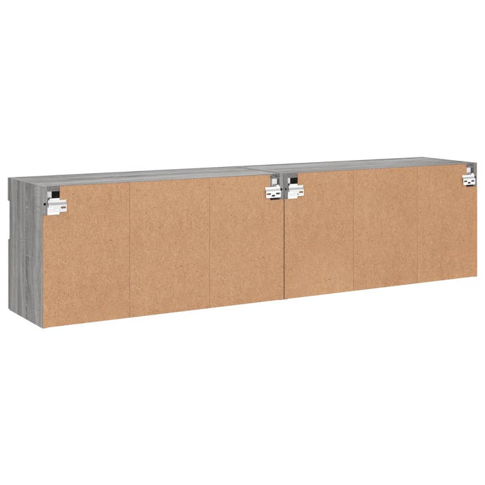 Comodă TV de perete cu LED, 2 buc, gri sonoma, 80x30x40 cm WALTI