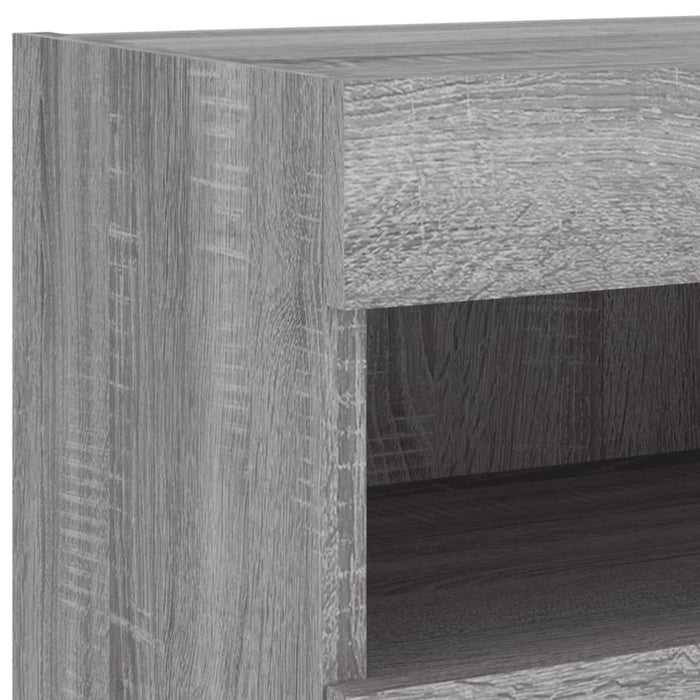 Comodă TV de perete cu LED, 2 buc, gri sonoma, 80x30x40 cm WALTI