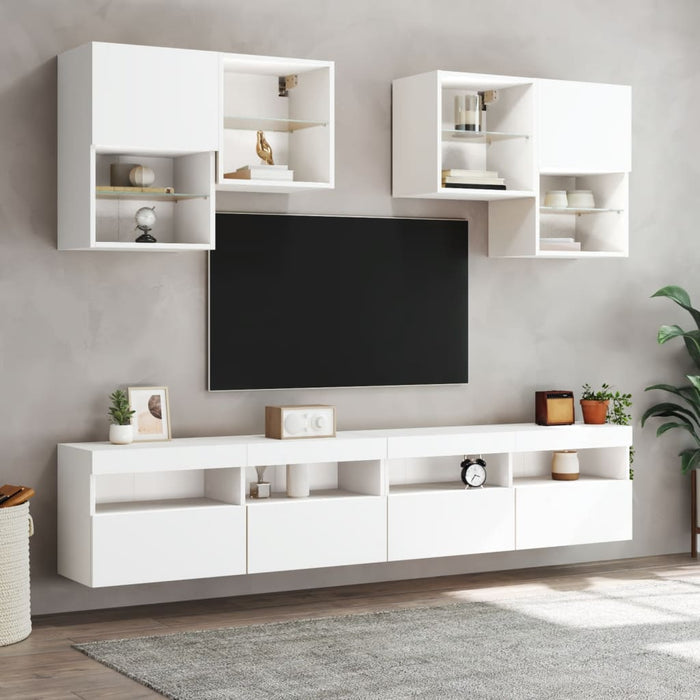 Comodă TV de perete cu lumini LED, alb, 100x30x40 cm - WALTI WALTI