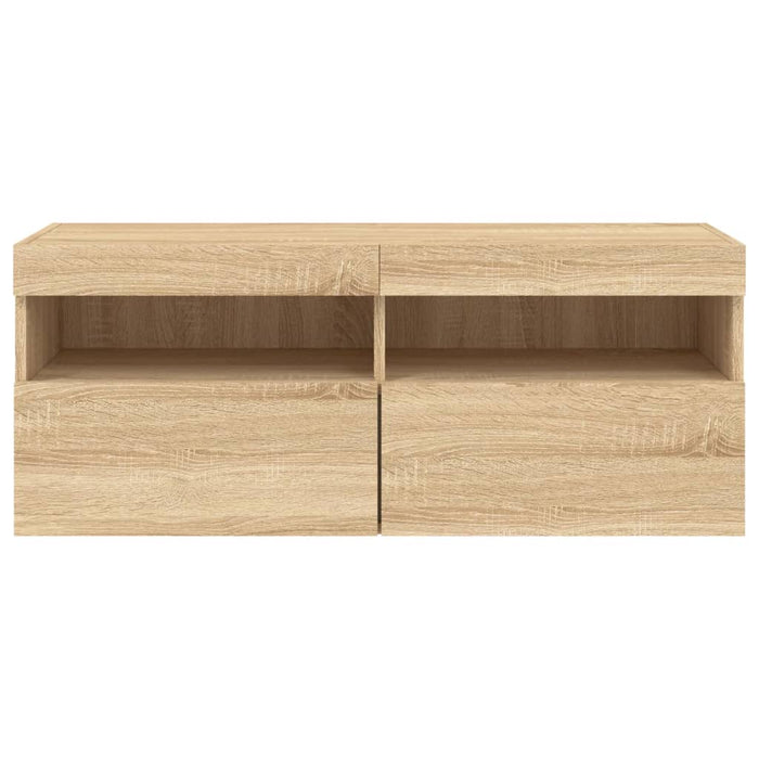 Comodă TV de perete cu lumini LED, stejar sonoma, 100x30x40 cm - WALTI WALTI