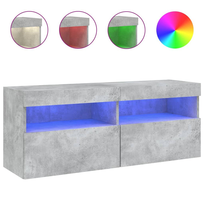 Comodă TV de perete cu lumini LED, gri beton, 100x30x40 cm - WALTI WALTI