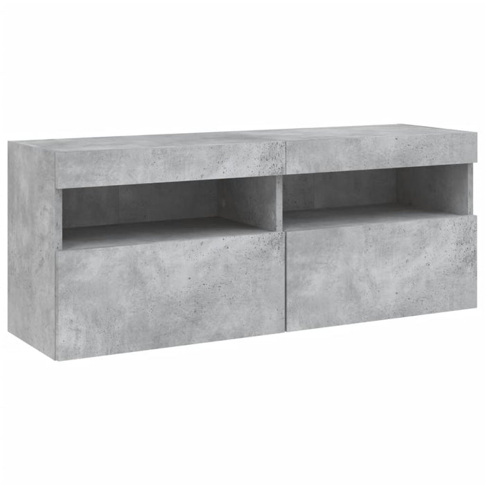 Comodă TV de perete cu lumini LED, gri beton, 100x30x40 cm - WALTI WALTI