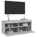 Comodă TV de perete cu lumini LED, gri beton, 100x30x40 cm - WALTI WALTI
