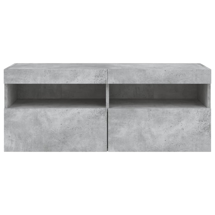 Comodă TV de perete cu lumini LED, gri beton, 100x30x40 cm - WALTI WALTI