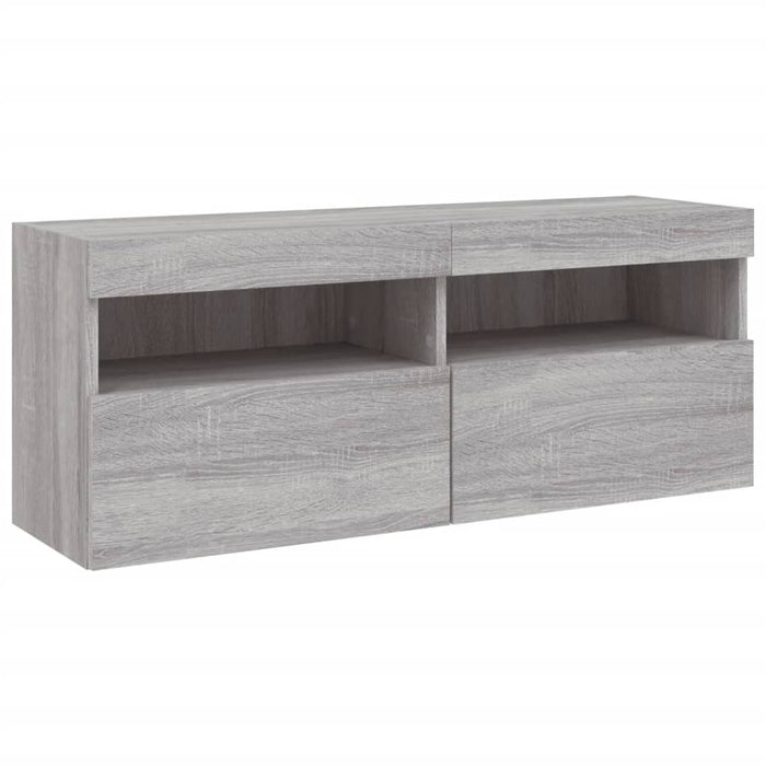 Comodă TV de perete cu lumini LED, gri sonoma, 100x30x40 cm - WALTI WALTI