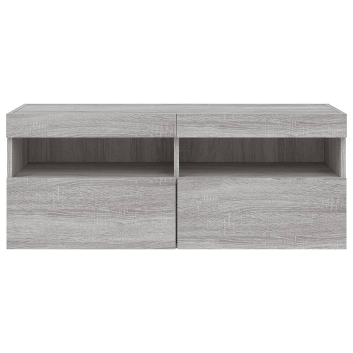 Comodă TV de perete cu lumini LED, gri sonoma, 100x30x40 cm - WALTI WALTI