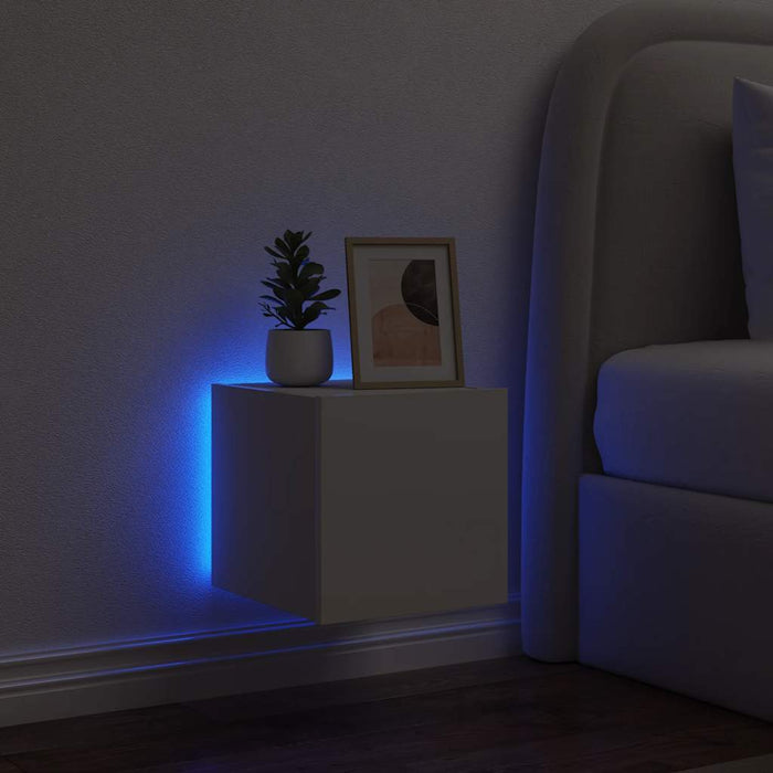 Comodă TV de perete cu lumini LED, alb, 30,5x35x30 cm - WALTI WALTI