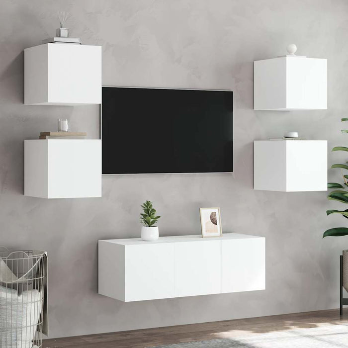 Comodă TV de perete cu lumini LED, alb, 30,5x35x30 cm - WALTI WALTI