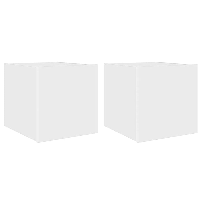 Comode TV de perete cu lumini LED, 2 buc., alb, 30,5x35x30 cm - WALTI WALTI